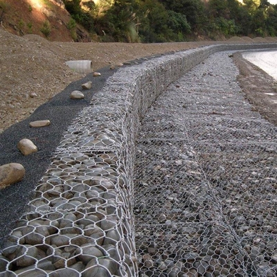 Heavy Galvanized Gabion Wire Mesh Double Twisted Woven Walls 6×8cm For Flood Control